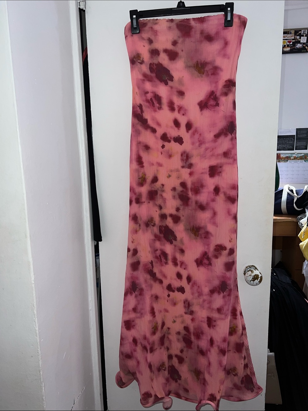 Strapless Pink Tie-Dye Maxi Skirt — Women’s Flowing Summer Skirt